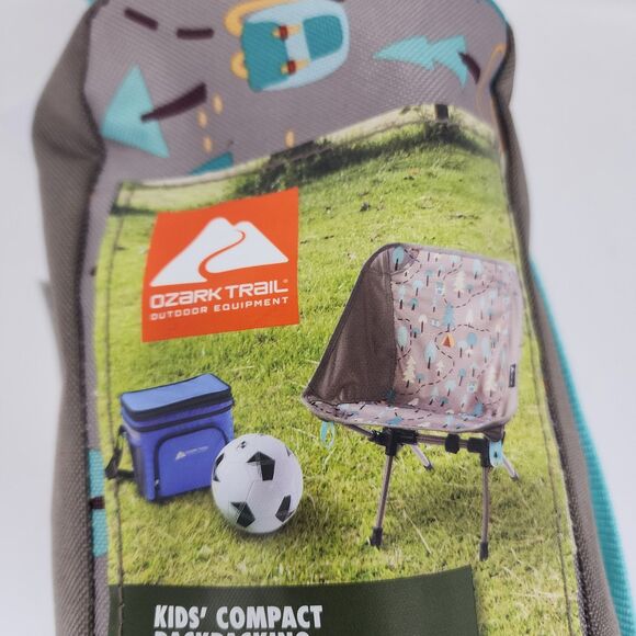 Ozark Trail Compact Backpacking Chair Kids Grey 200 lbs Steel Frame Strong - Picture 5 of 8